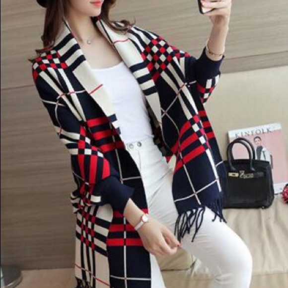 Korean Jackets & Blazers - ‼️SOLD OUT‼️ Autumn Plaid Tassel Loose Cardigan